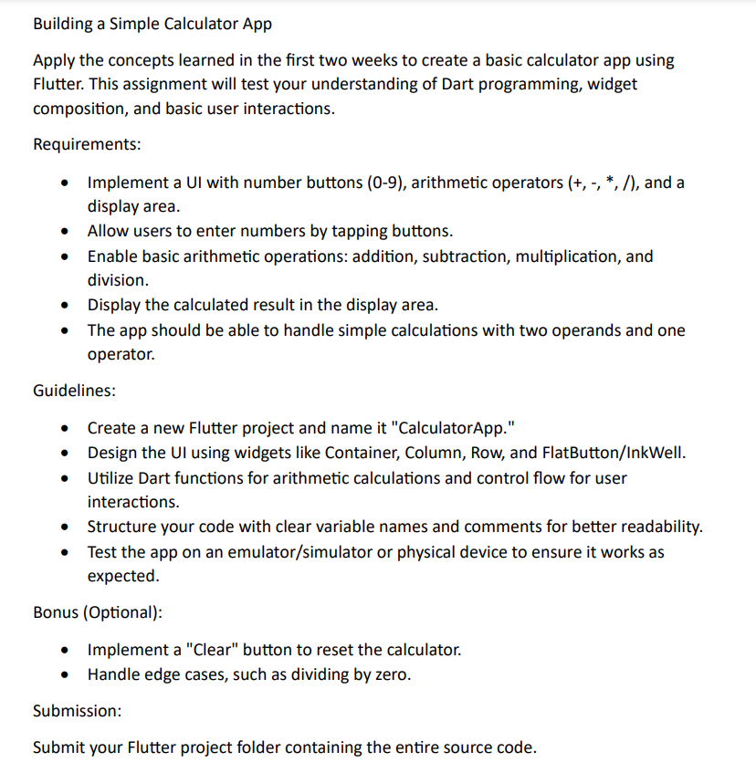 Solved Building a Simple Calculator App Apply the concepts | Chegg.com