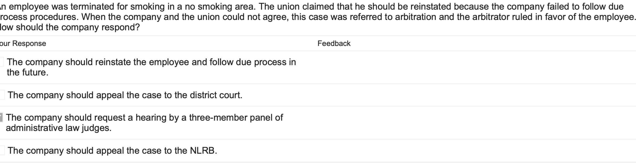 Solved employee was terminated for smoking in a no smoking | Chegg.com