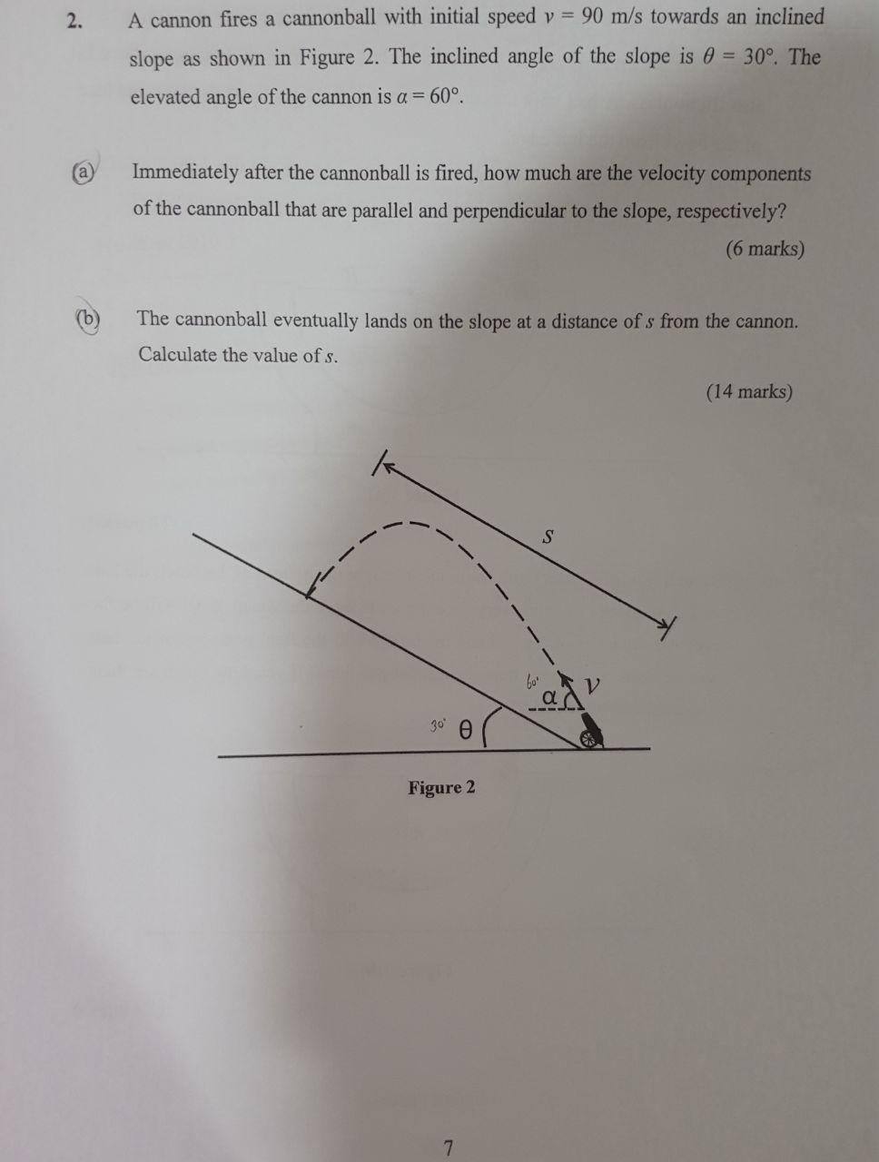 Solved 2. A cannon fires a cannonball with initial speed y =
