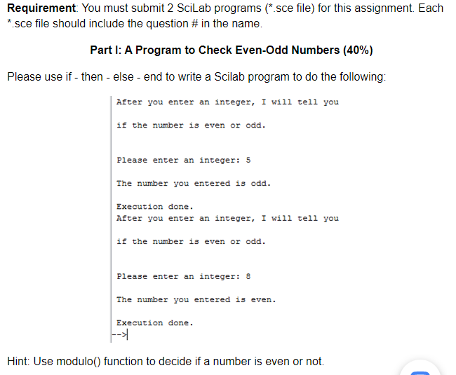 Solved Requirement: You must submit 2 SciLab programs (*.sce | Chegg.com