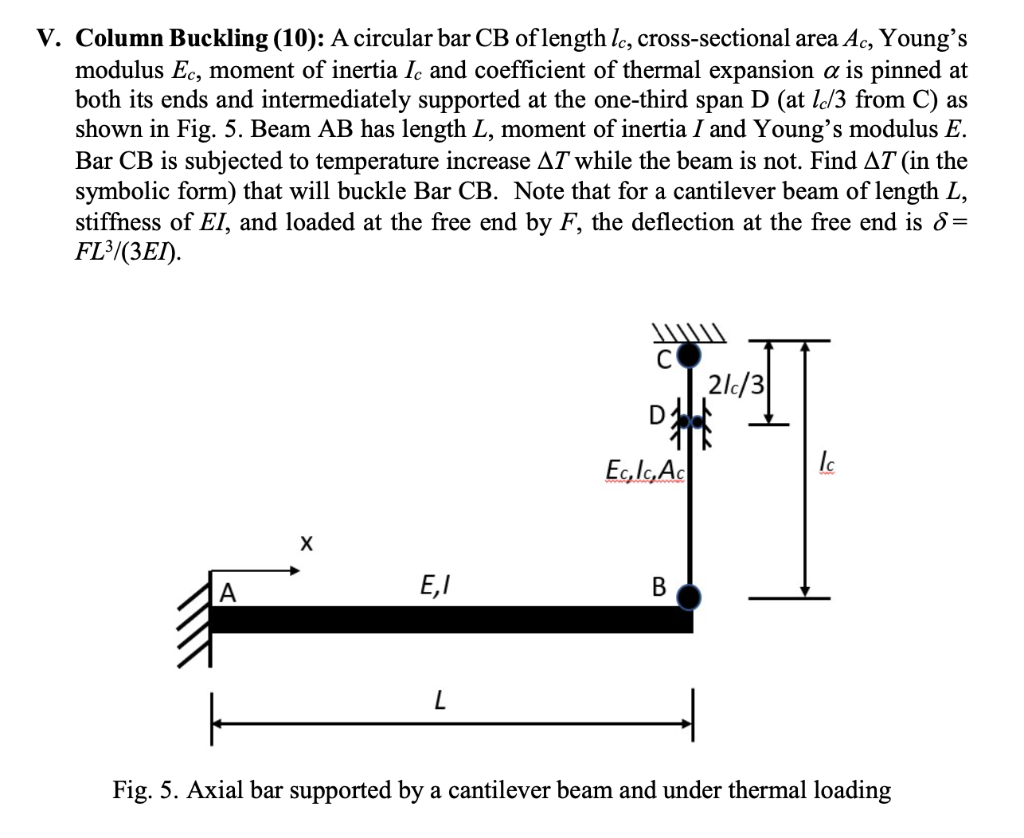 Solved V. Column Buckling (10): A Circular Bar Cb Of Length 