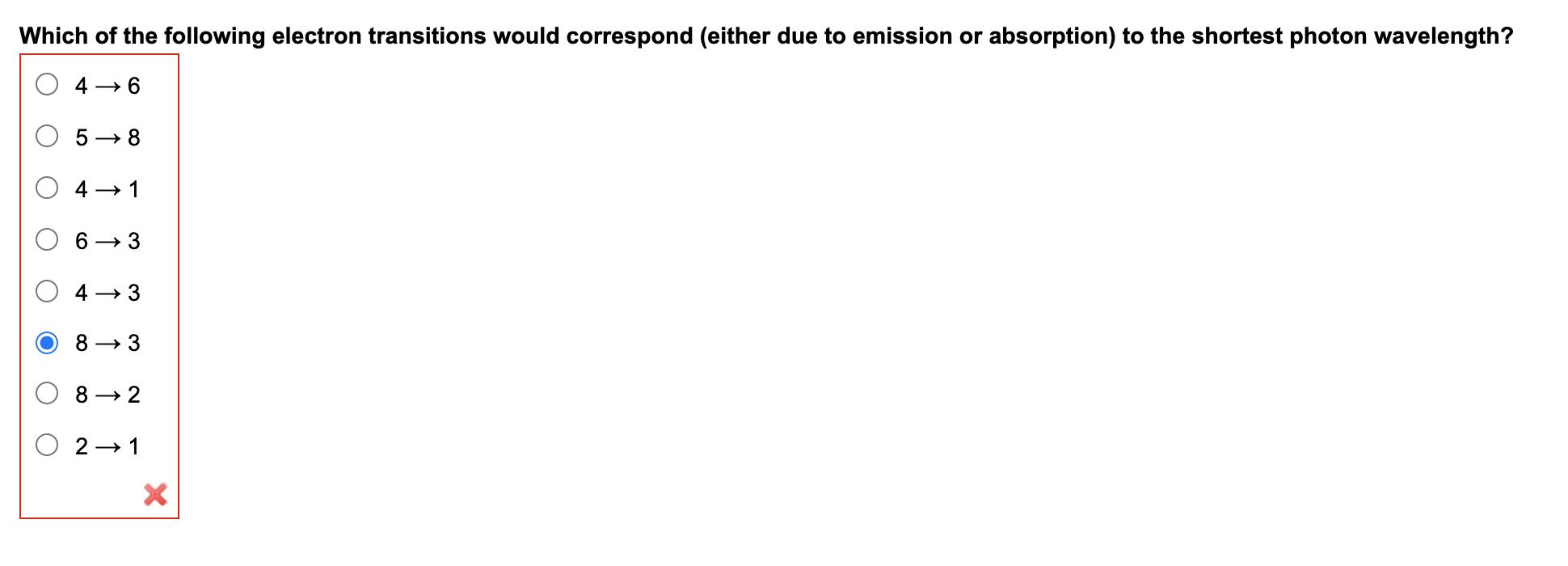 Solved Which of the following electron transitions would | Chegg.com