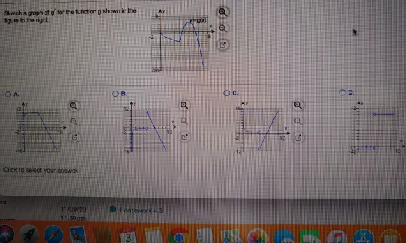 Solved Sketch a graph of g' for the function g shown in the | Chegg.com