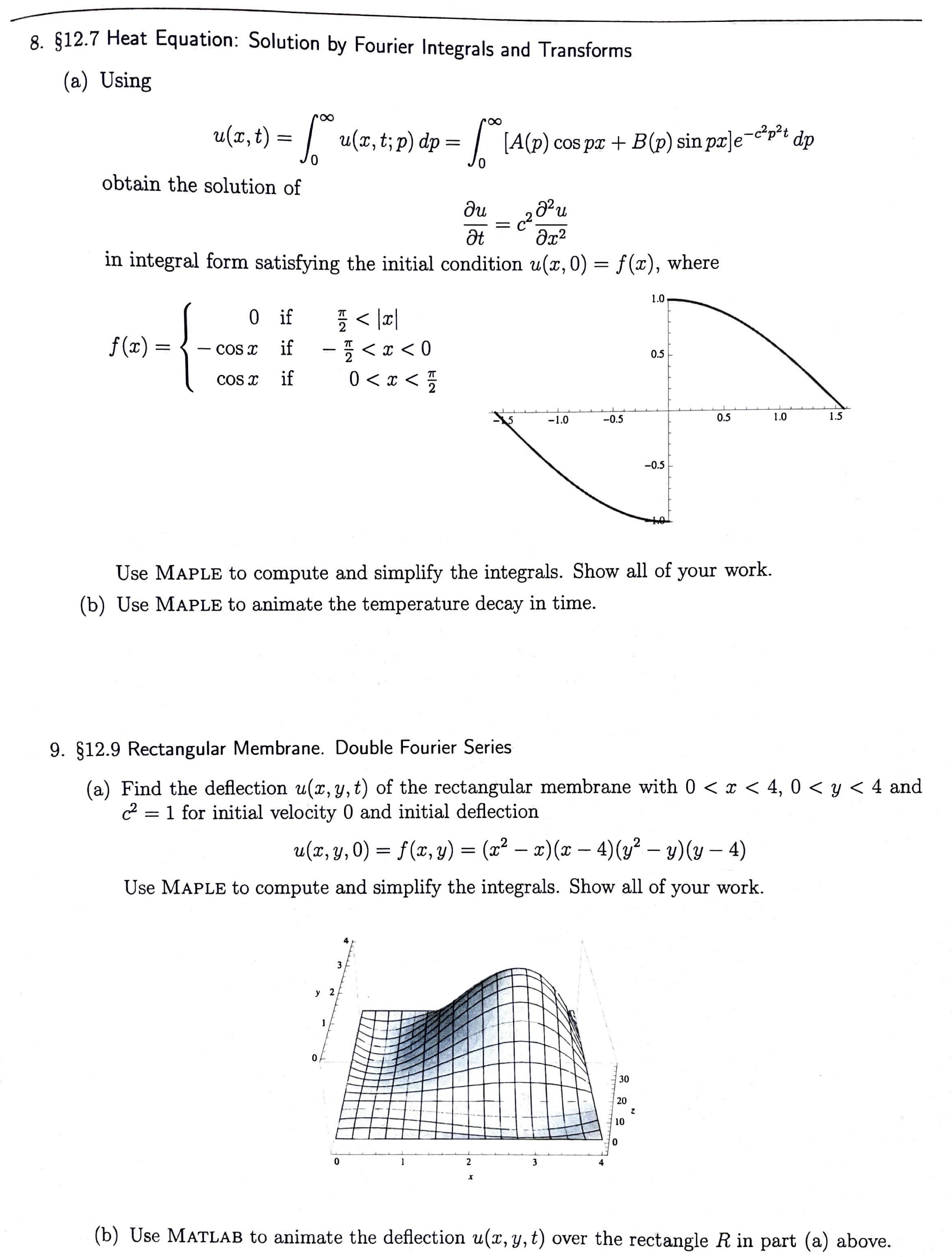 Solved 8. §12.7 Heat Equation: Solution By Fourier Integrals | Chegg.com