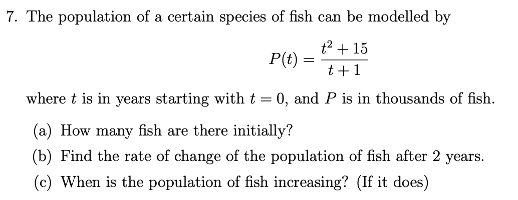 Solved The population of a certain species of fish can be | Chegg.com