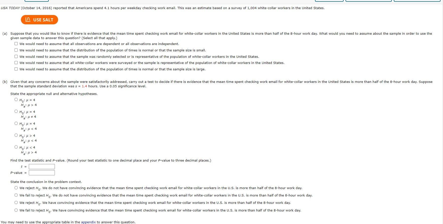 Solved USA TODAY (October 14, 2016) reported that Americans 