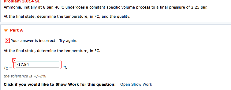 Solved Problem 3.014 S1 Ammonia, initially at 8 bar, 40°C | Chegg.com