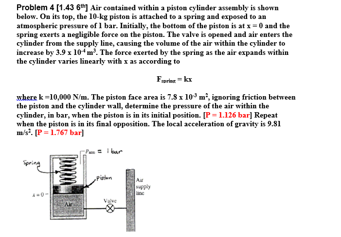 Solved Problem 4 [1.43 6th] Air contained within a piston | Chegg.com