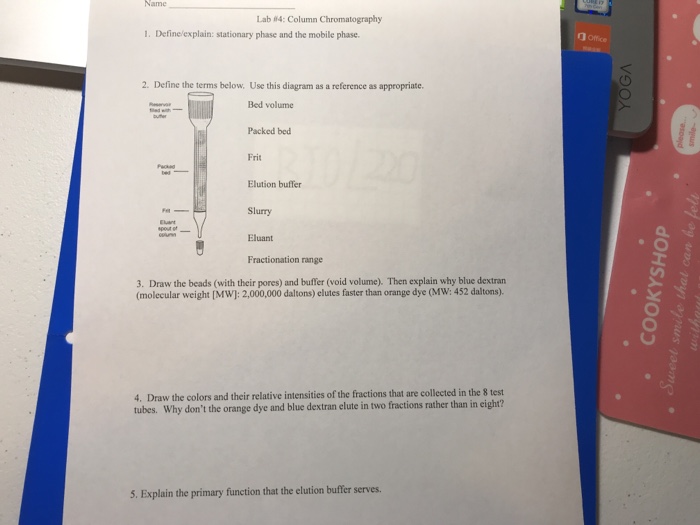 Solved Lab 4 Column Chromatography 1. Define/explain