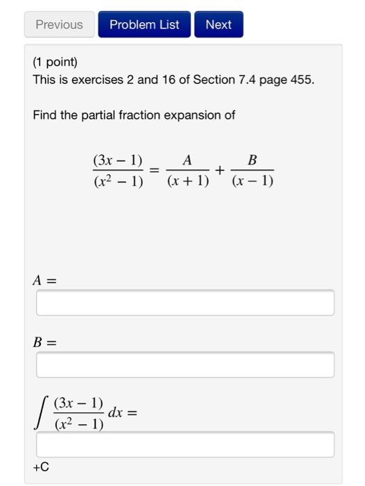 Solved Previous Problem List Next (1 point) This is | Chegg.com