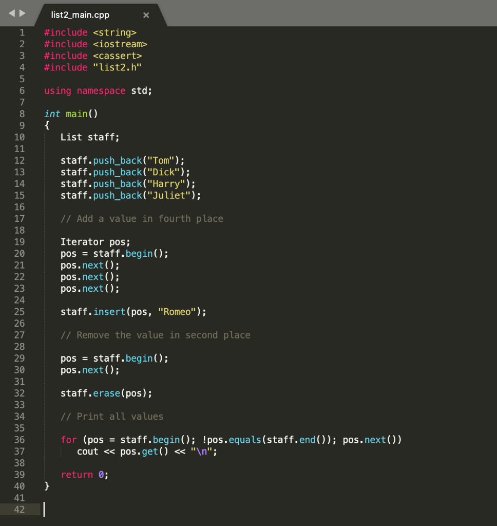Change the linked list implementation of class List2 | Chegg.com