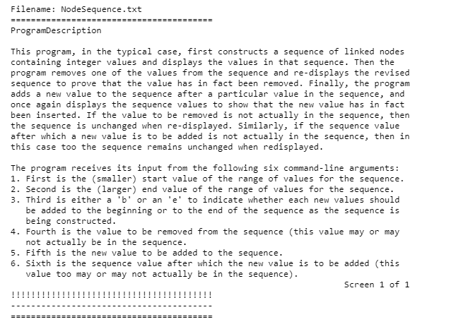 Supplied file(s) NodeSequence.txt NodeSequence.jar | Chegg.com