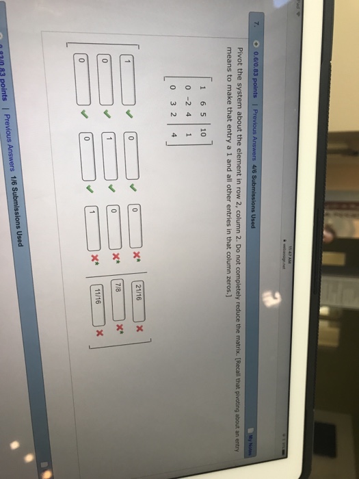 Solved Pivot the system about the element in row 2 column Chegg