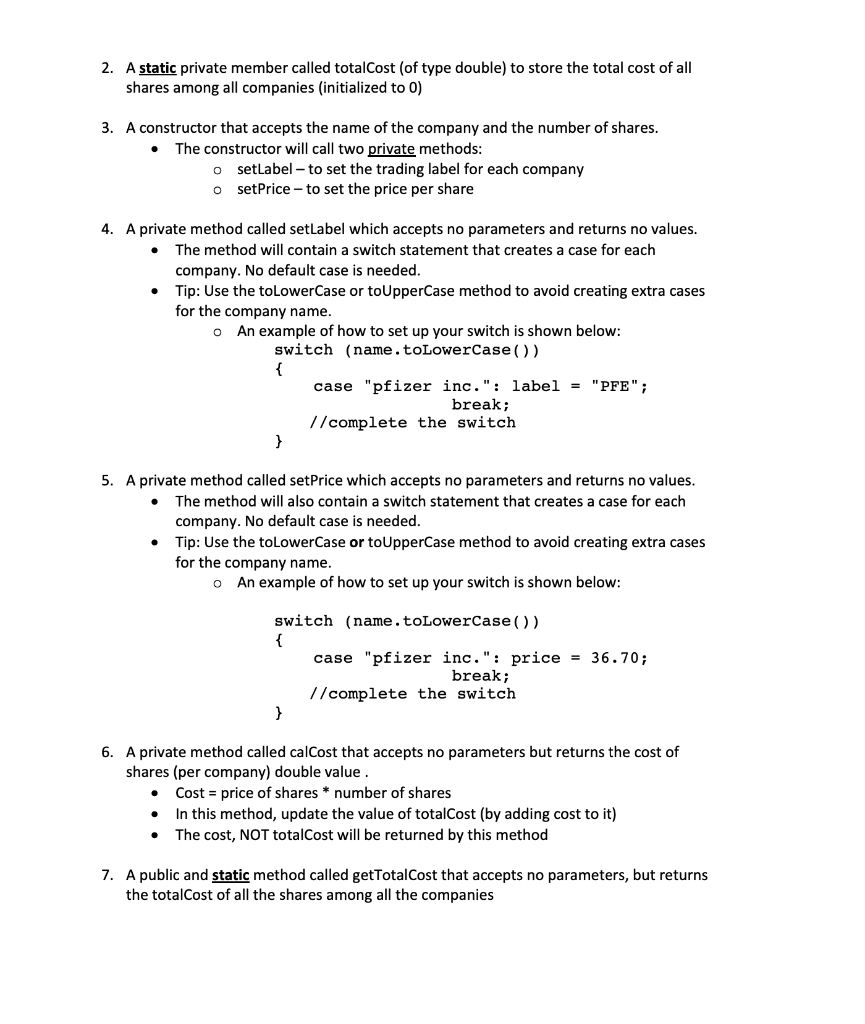 Solved Naming Rule: All class and method names (except the | Chegg.com