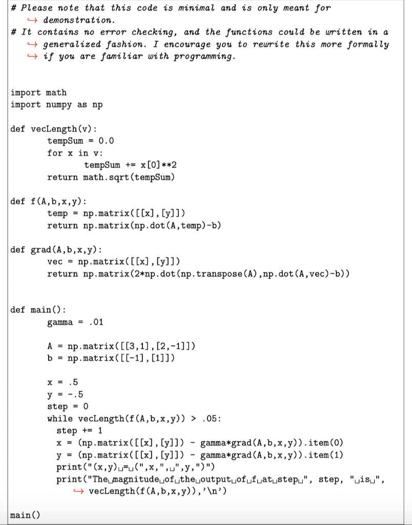 2.4.3 Investigating the method of Gradient Descent | Chegg.com