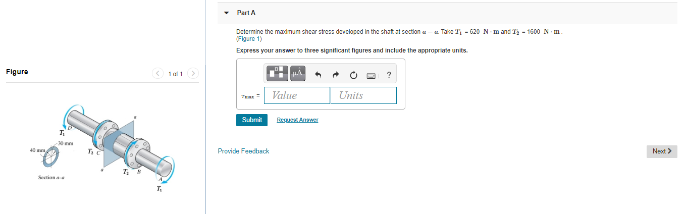 Solved Part A Determine the maximum shear stress developed | Chegg.com