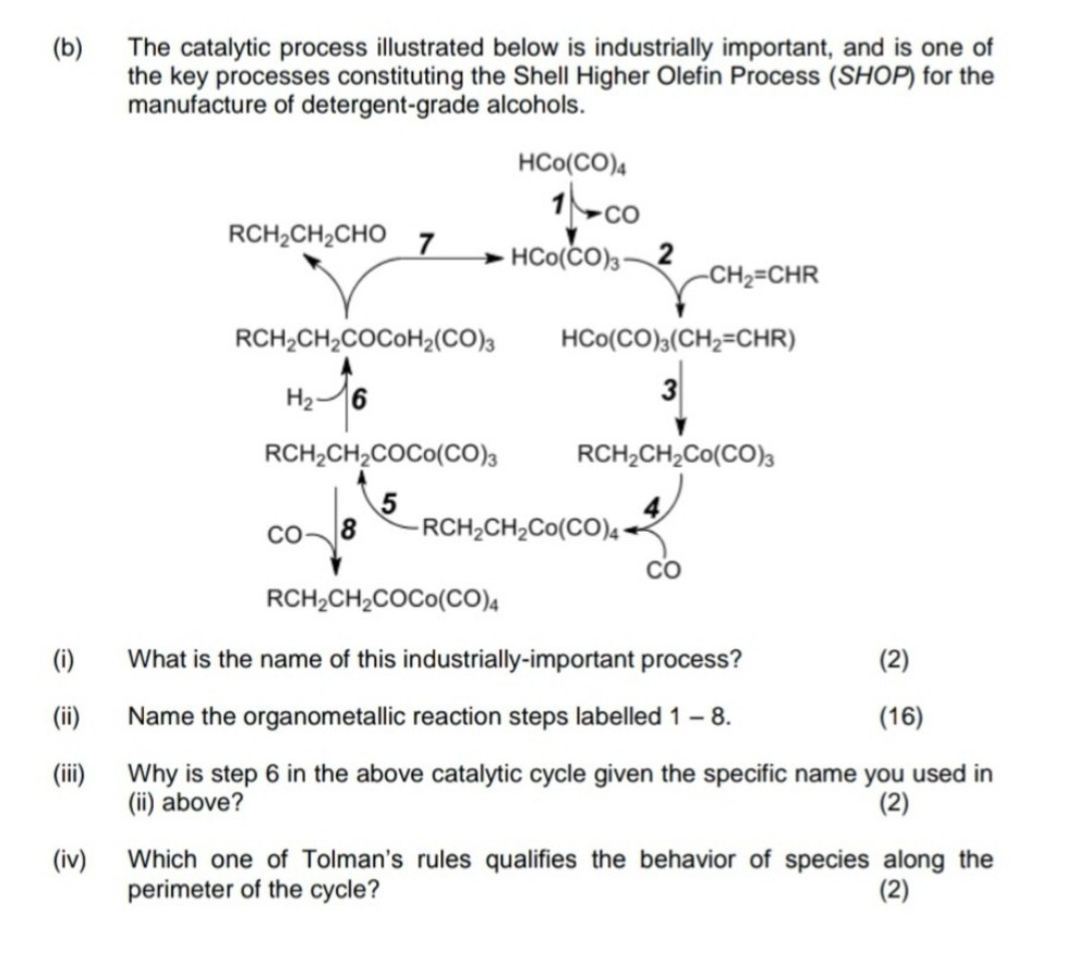 Solved (b) The Catalytic Process Illustrated Below Is | Chegg.com