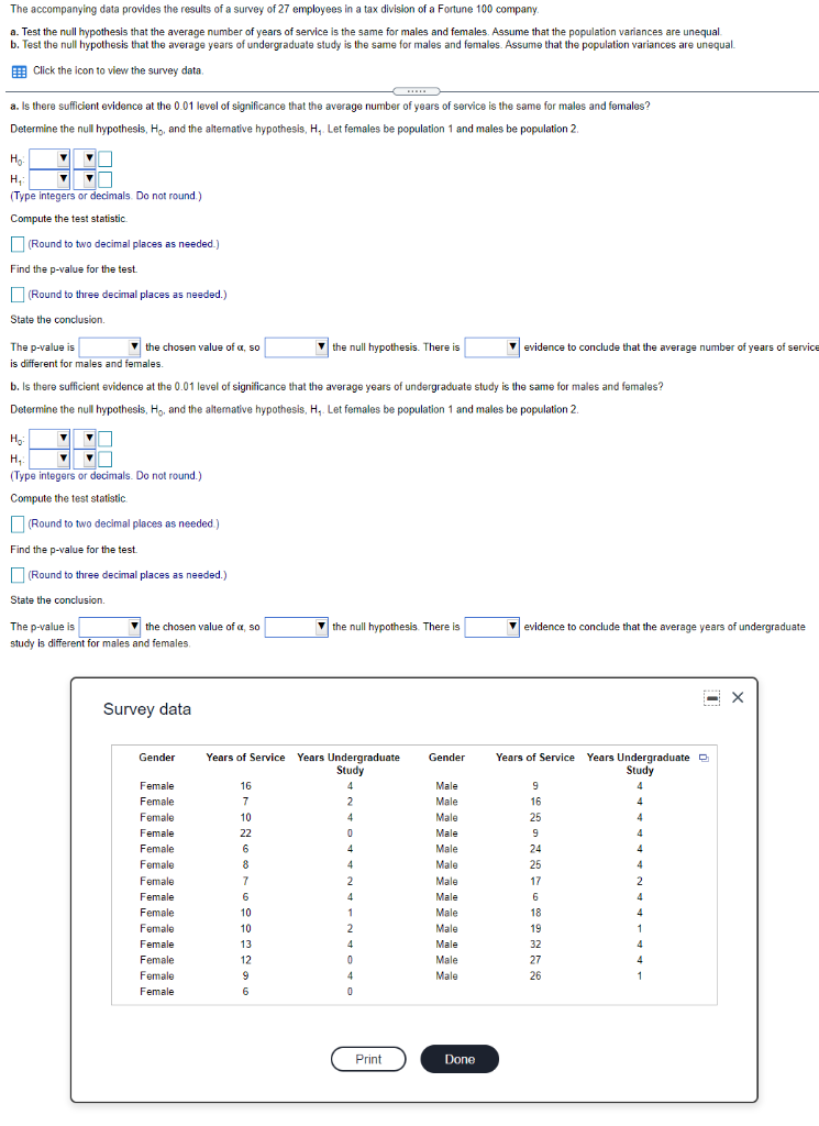 Solved The Accompanying Data Provides The Results Of A | Chegg.com