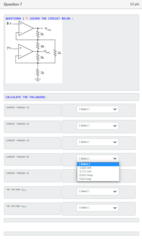 Solved Question 7 12 pts QUESTIONS ( 7 ) GIVEN THE CIRCUIT | Chegg.com