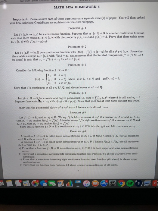 Solved On MATH 142A HOMEWORK 5 Important: Please Answer Each | Chegg.com