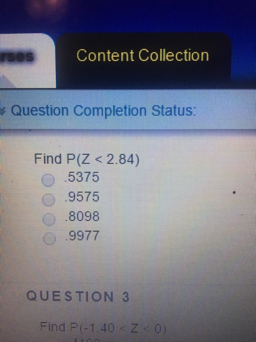 Solved v Question Completion status Find P(Z 2.84) 5375 9575 | Chegg.com