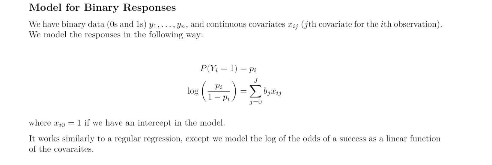 Solved Model for Binary Responses We have binary data (Os | Chegg.com