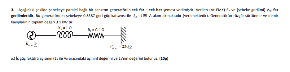 Solved A single phase – single line diagram of a synchronous | Chegg.com