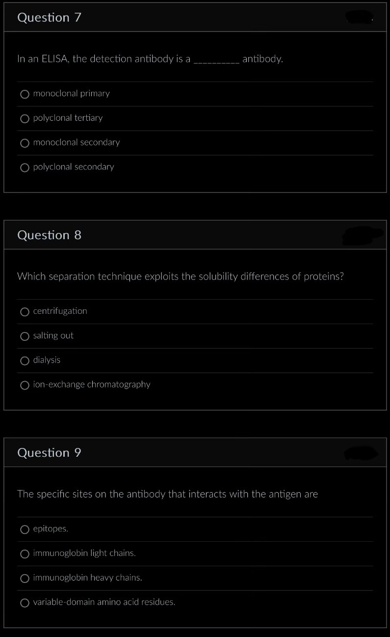 Solved Question 7In an ELISA, the detection antibody is | Chegg.com