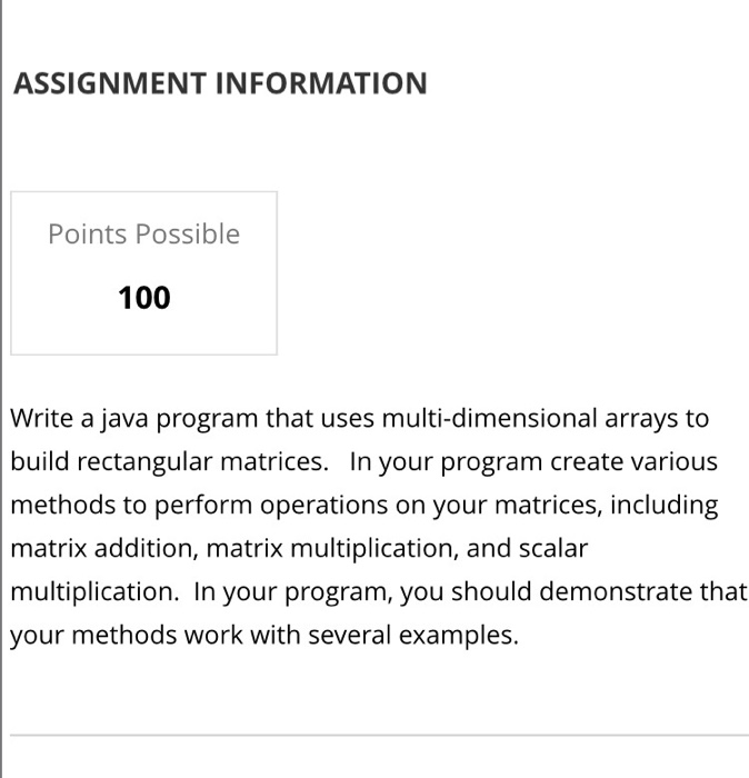 Solved ASSIGNMENT INFORMATION Points Possible 100 Write a | Chegg.com
