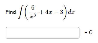 Solved Find ∫﻿﻿(6x3+4x+3)dx | Chegg.com