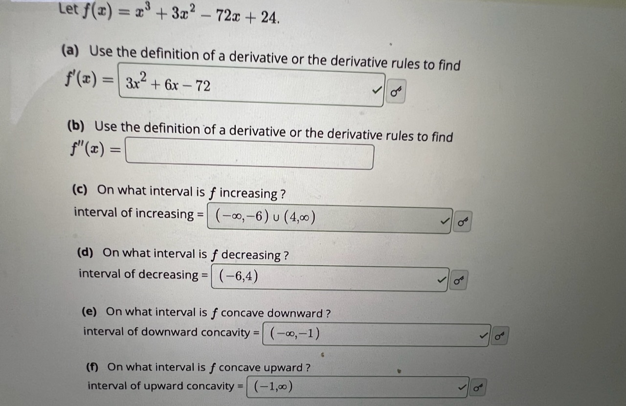 Solved Let F X X3 3x2−72x 24 A Use The Definition Of A