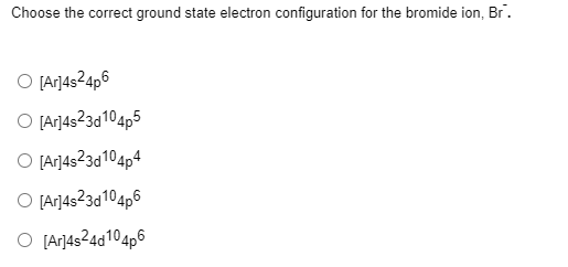 Solved Choose The Correct Ground State Electron Chegg Com