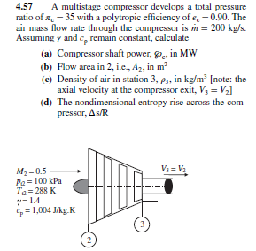 Solved 4.57 A multistage compressor develops a total | Chegg.com