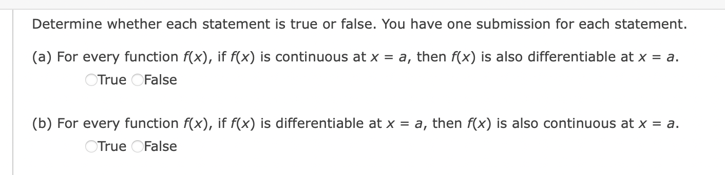 Solved Determine whether each statement is true or false. | Chegg.com