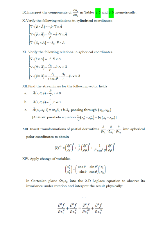 Solved = Coordinate Transformations Table 3.5 Spherical | Chegg.com