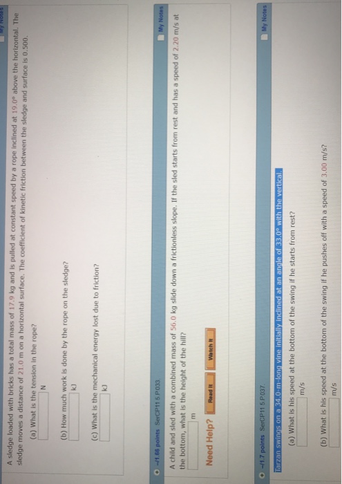 Solved A sledge loaded with bricks has a total mass of 17.9 | Chegg.com