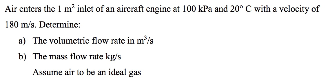 Solved Air enters the 1 m² inlet of an aircraft engine at | Chegg.com