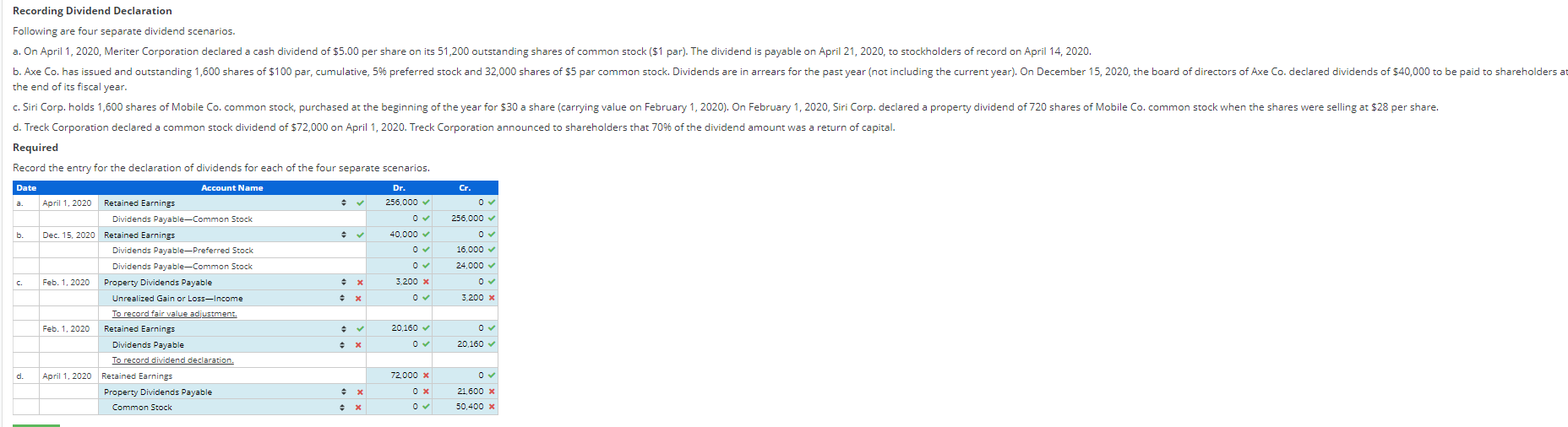 Solved Dr. Cr. Recording Dividend Declaration Following Are | Chegg.com