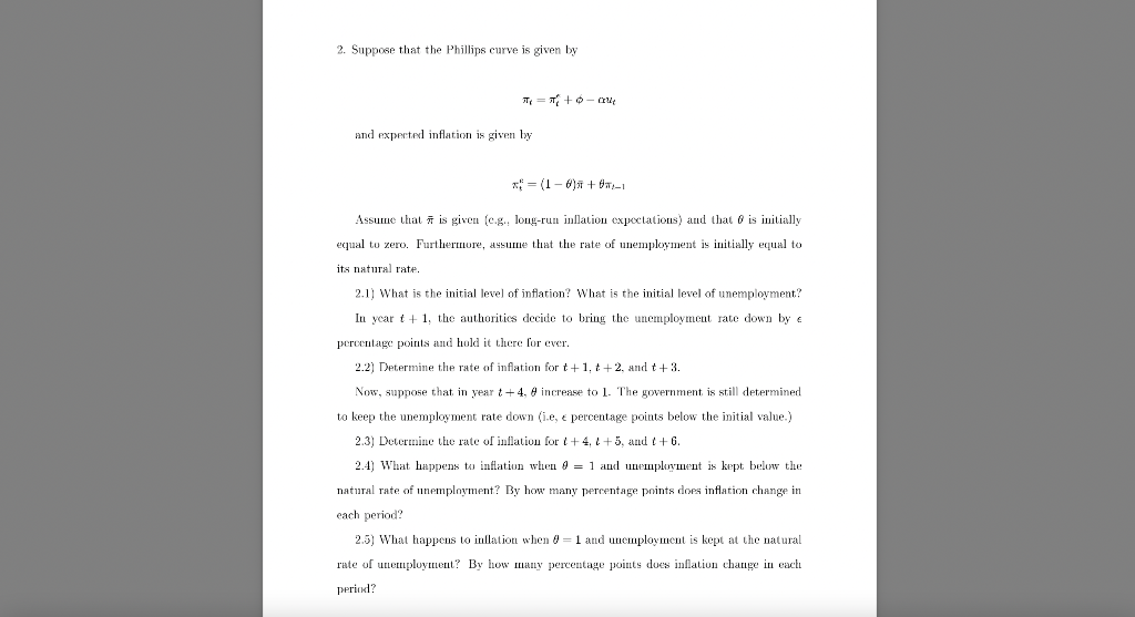 Solved 2. Suppose That The Phillips Curve Is Given By | Chegg.com