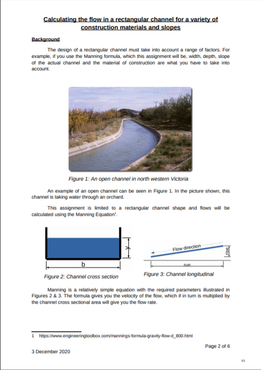 Calculating the flow in a rectangular channel for a | Chegg.com