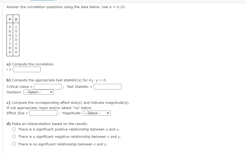 Solved Answer the correlation questions using the data | Chegg.com