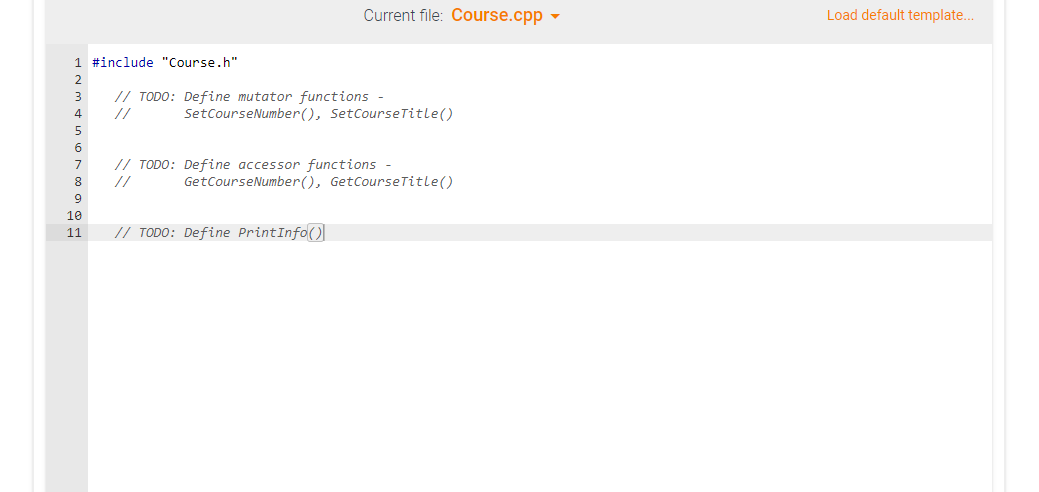 Current file: Course.cpp \( ~ \)
Load default template...