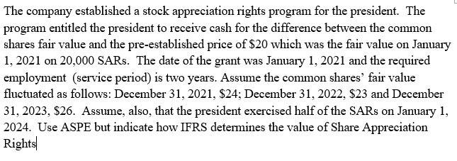 Solved The company established a stock appreciation rights | Chegg.com