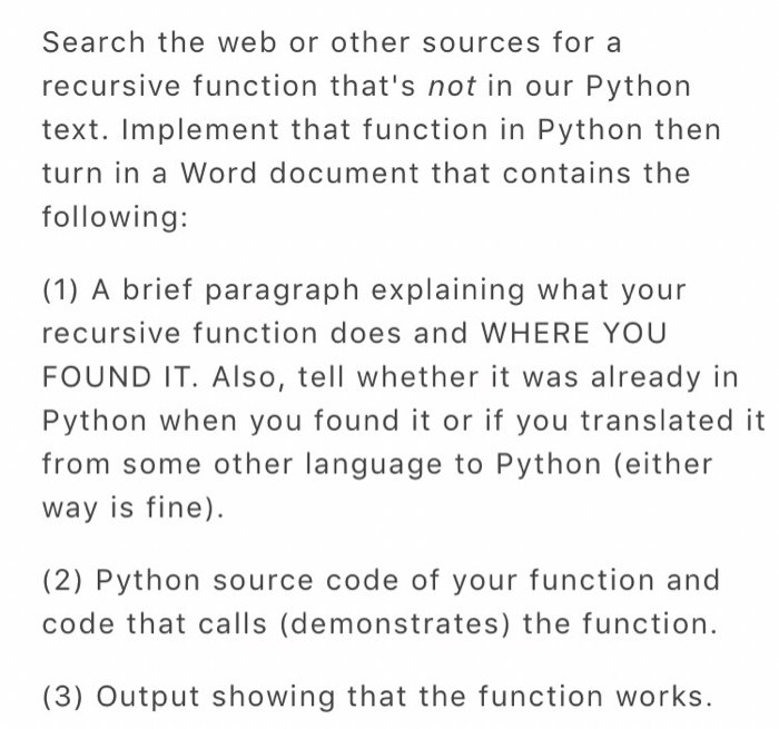 Solved Search the web or other sources for a recursive | Chegg.com