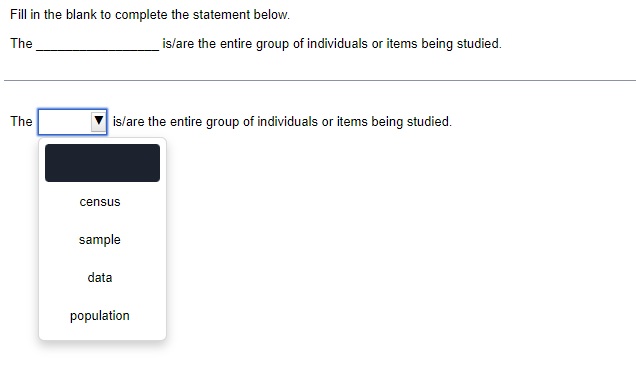 Solved Fill in the blank to complete the statement below. | Chegg.com