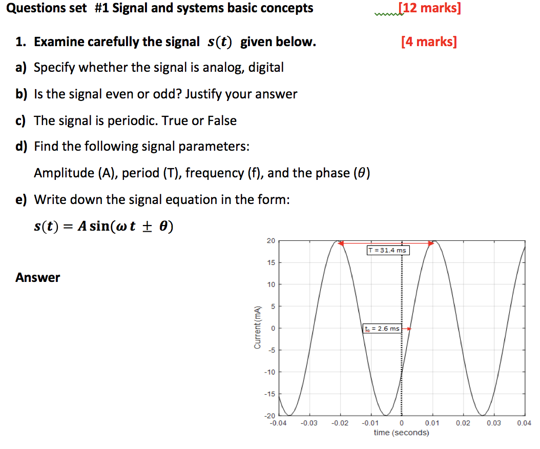 Solved Questions set #1 Signal and systems basic concepts | Chegg.com
