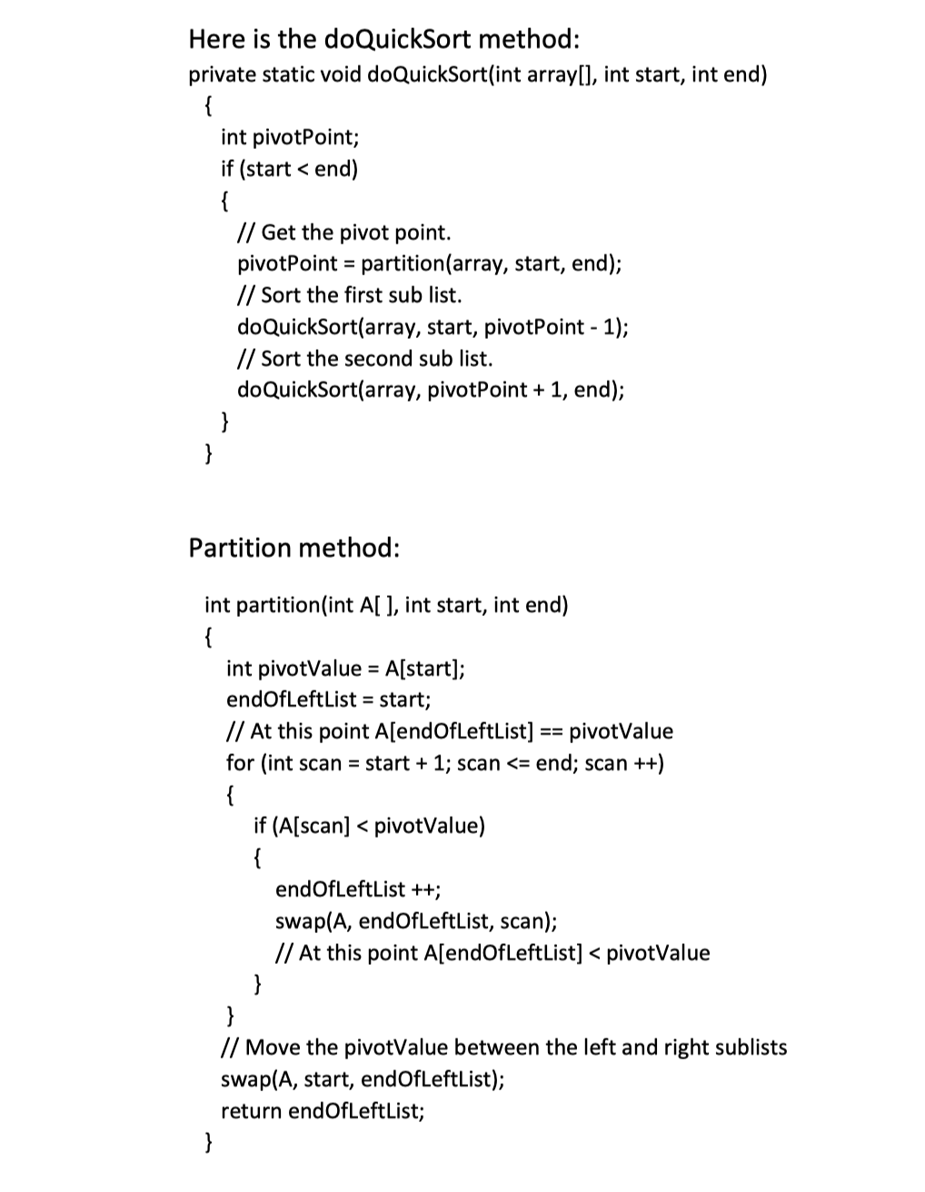 Solved CSI213 Quick Sort Practice Directions: You must trace | Chegg.com