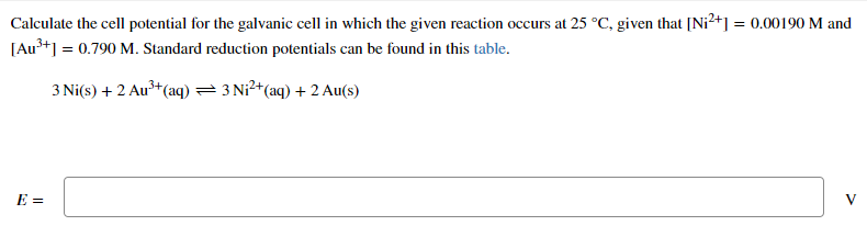 Solved Calculate the cell potential for the galvanic cell in | Chegg.com