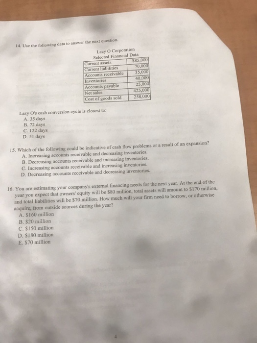 Solved Use the indirect method to answer the next four | Chegg.com