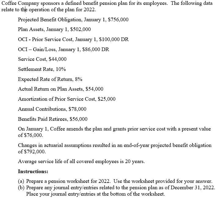 Solved Please Use The Pension Worksheet To Complete The | Chegg.com